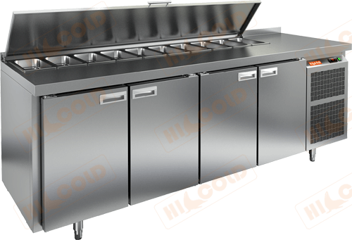 SL1-1111SN (1/3) стол для салатов охл.(+2+10), 4 двери, 2280х600х850мм, HICOLD RUS