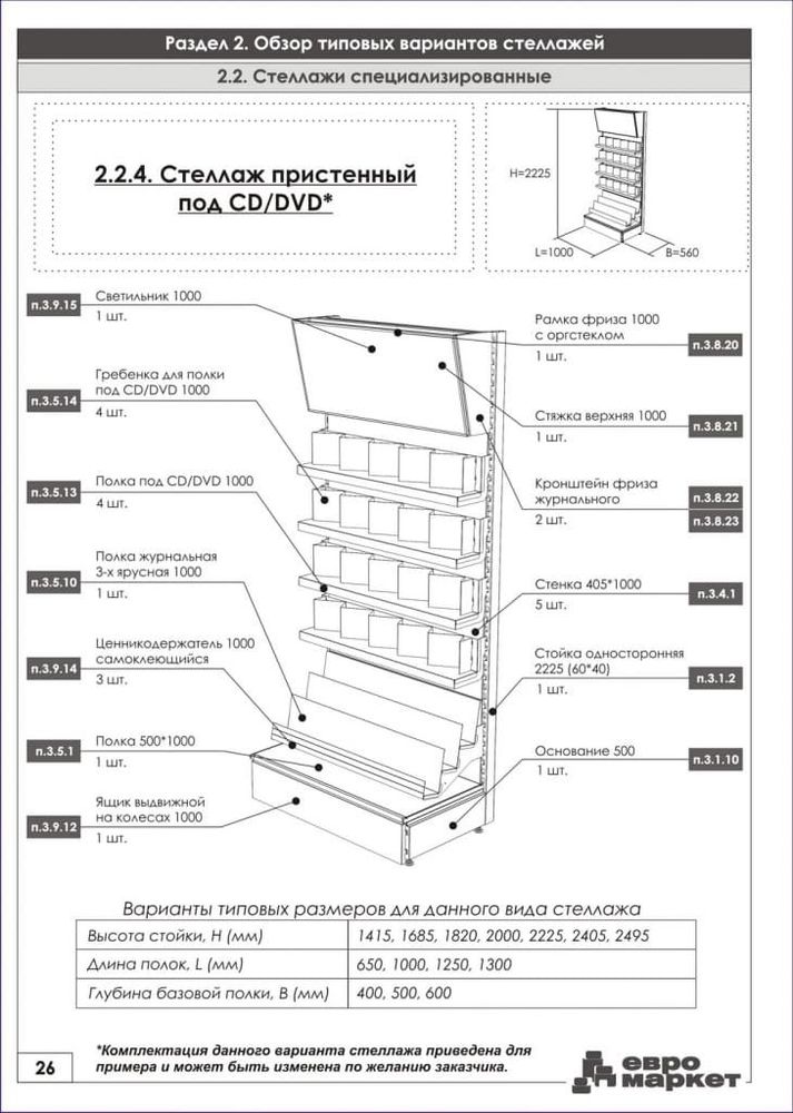 Стеллаж для продажи книг и CD/DVD дисков
